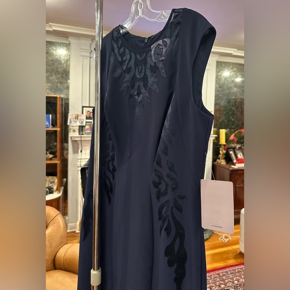 NWT JS Collections Illusion Lace Neck Mermaid Dress NEW Gown Navy Blue - Picture 7 of 13